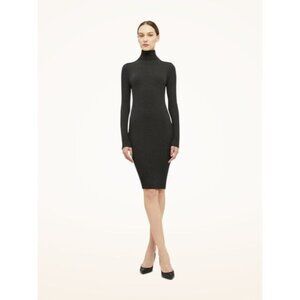 WOLFORD Merino Wool Ribbed Dress Anthr. Melé Size Large NWT $720